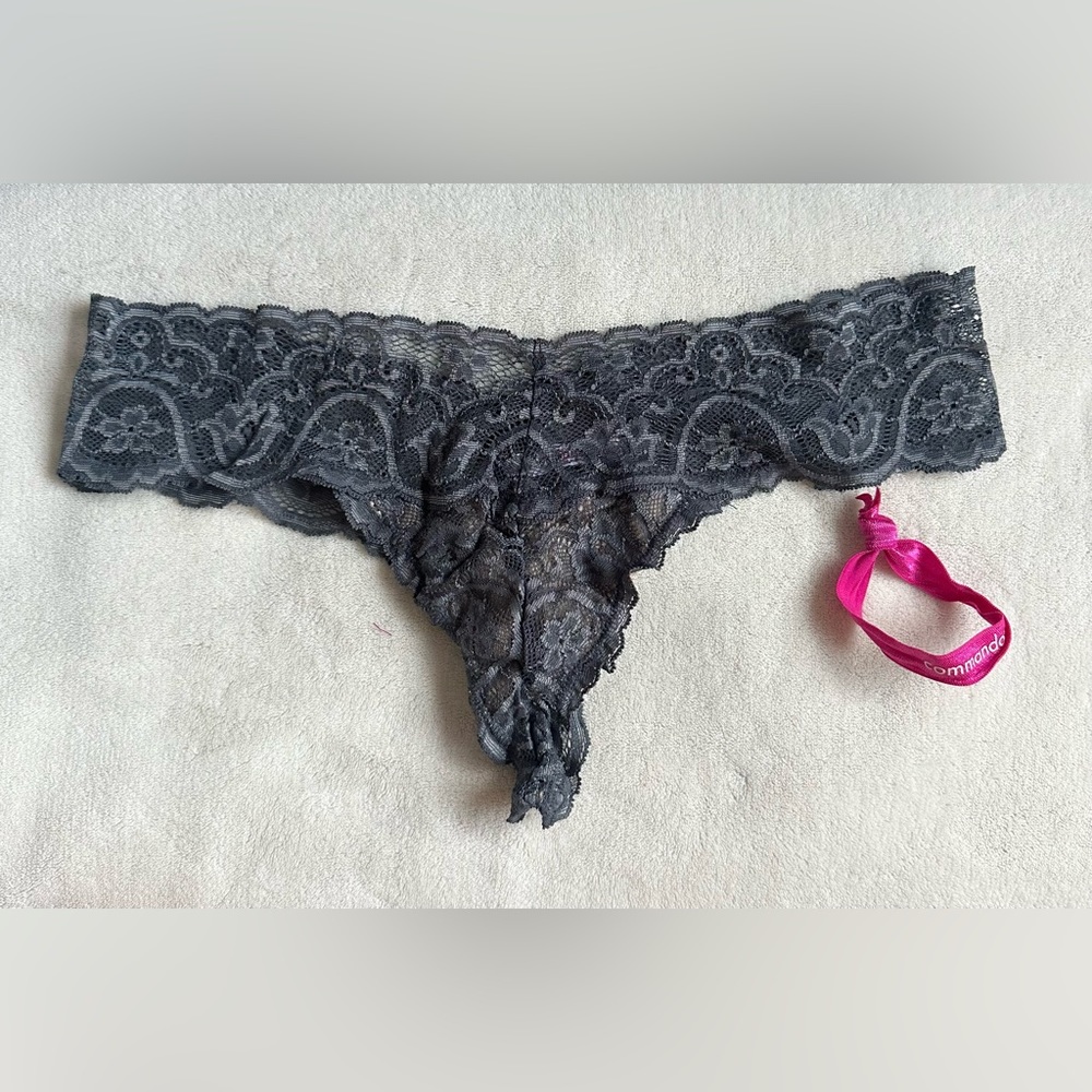 Commando Grey flutter lace thong